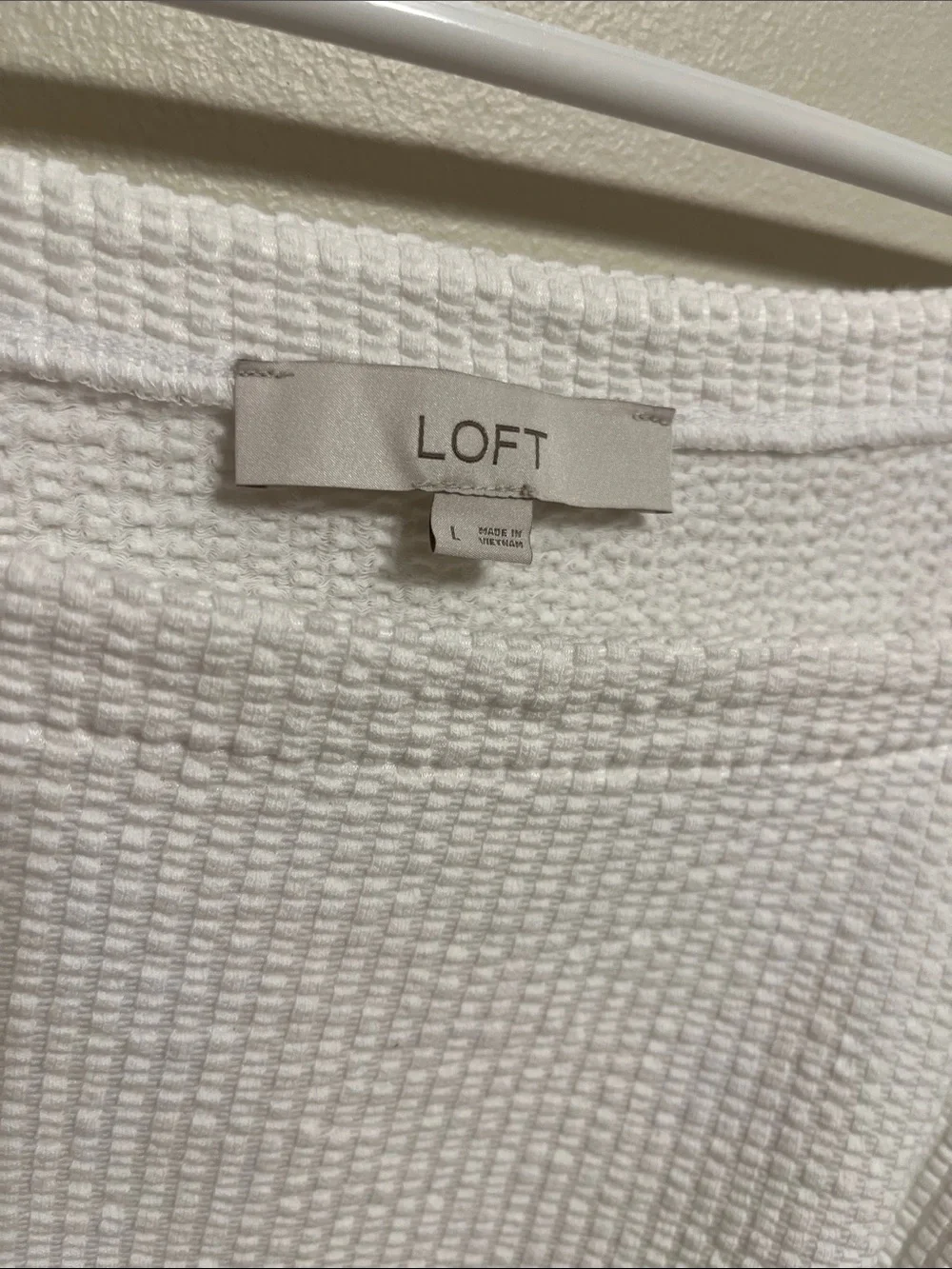 LOFT White Textured Puff-Sleeve Tie-Front Blouse